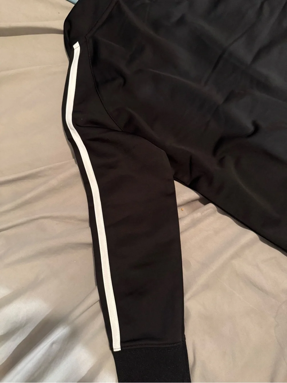 adidas Black Track Jacket with White Stripe Accents